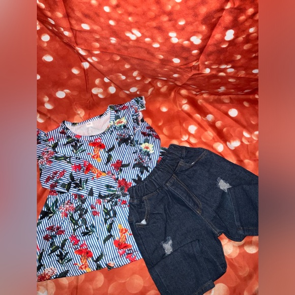 Long sleeves floral top +distressed jeans set, for toddler girl 3-4T, brand new! - Picture 4 of 5
